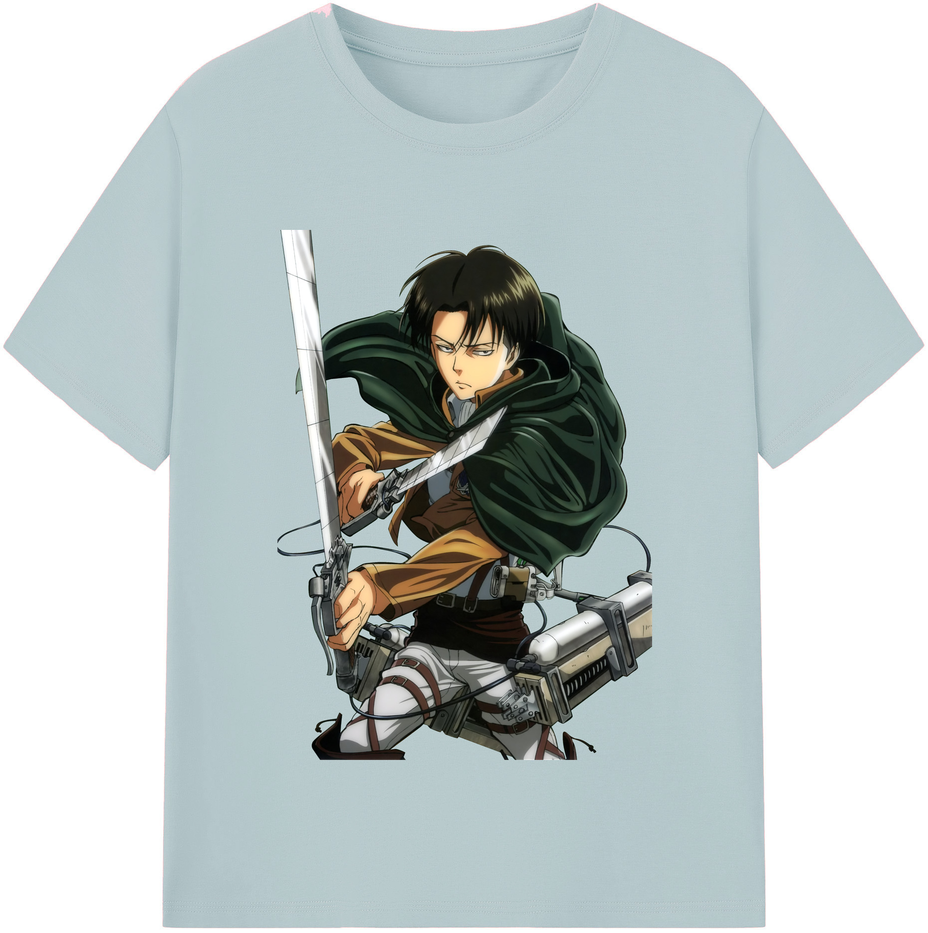 （画像用） 進撃の巨人 リヴァイ·アッカーマン Attack on Titan Levi Ackerman 綿100％半袖Tシャツ（フロントプリント）